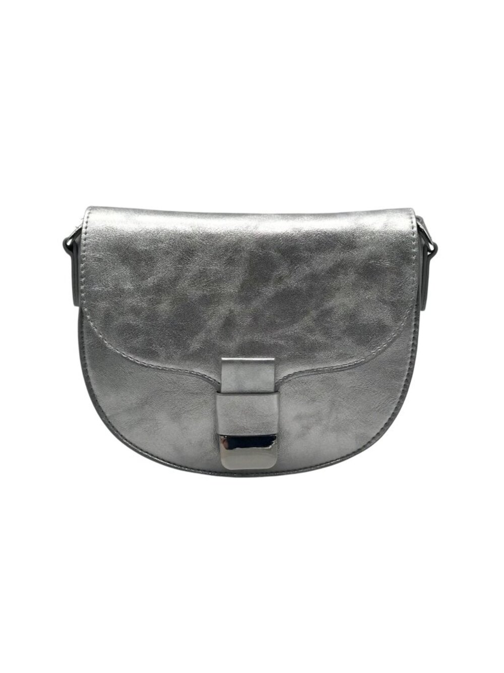 On 34th Metallic Silver Faux Leather Crossbody Bag